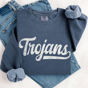 Trojans Sweatshirt Trojans Comfort Colors Sweatshirt Trojans Baseball Trojans Football Vintage Trojans Crewneck