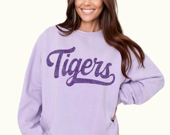 Tigers Sweatshirt Tigers Comfort Colors Tigers Game Day Apparel Purple Tigers Shirt Preppy Tigers Crewneck
