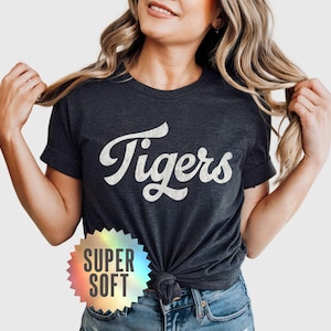 Tigers Tshirt Black Tigers Shirt Soft Triblend Tigers Mascot Tee Tigers Game Day Tigers School T Shirt