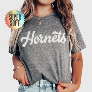 Hornets Tshirt Soft Hornets Shirt Gray Hornets Mascot T-shirt Hornets School T Shirt  Hornets Game Day Tee Hornets Spirit Wear