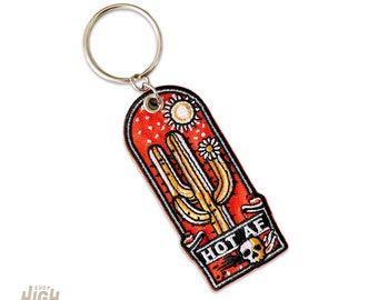 HOT AF : Double Sided Embroidered Keychain