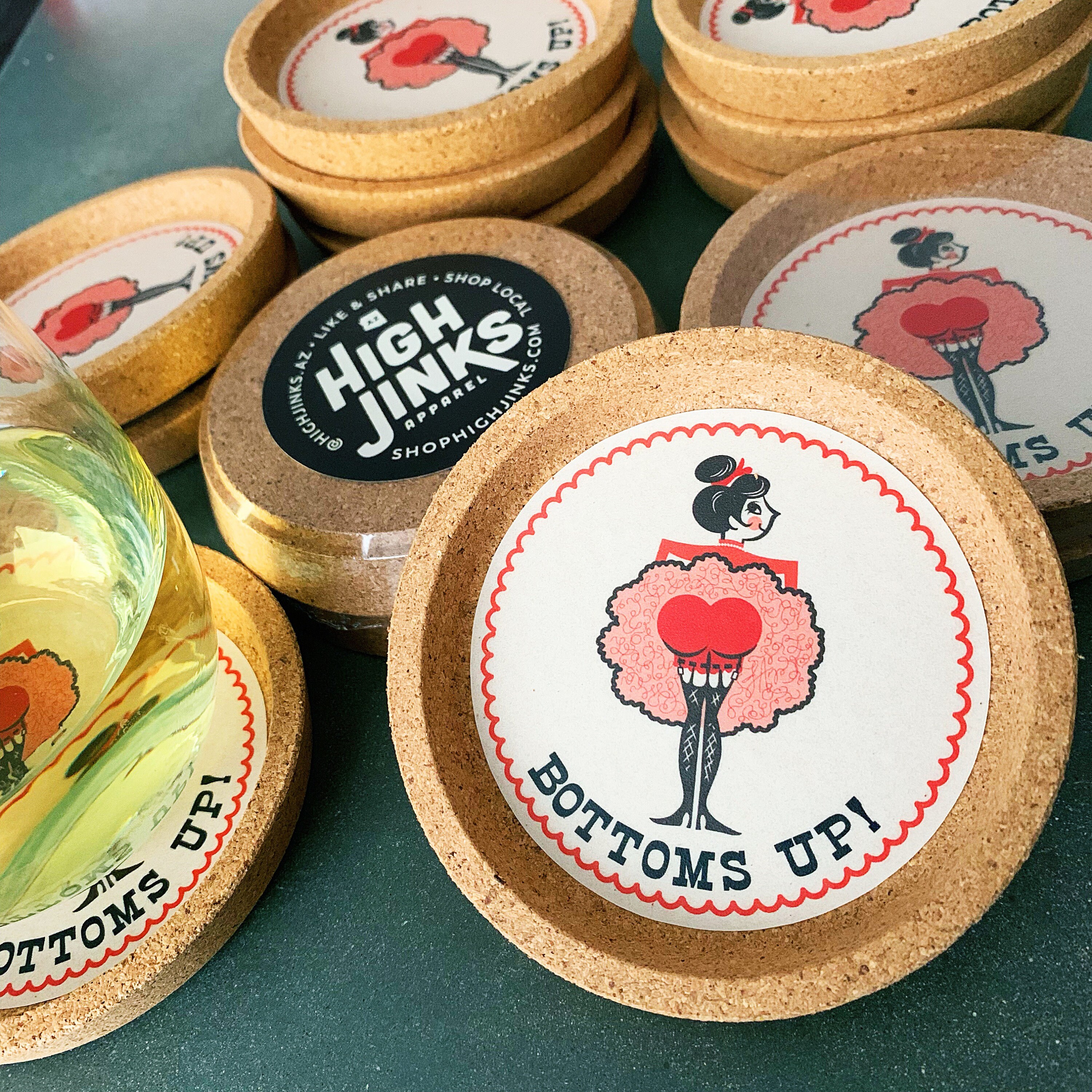 Bottoms Up! Cork Coaster Set