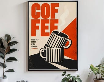 Coffee Poster Minimalist Kitchen Wall Art Coffee Bar Decor Retro Coffee Print Modern Cafe Canvas Good Days Start With Coffee