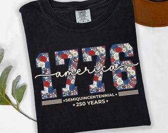 Floral 1776 America Shirt Patriotic USA Tee Vintage American Flag Shirt Freedom Lover Gift Fourth of July Shirt Women Graphic Tee
