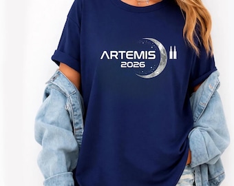 Artemis 2026 Shirt Minimal Space Graphic Tee Moon Phase Design Astronomy Style