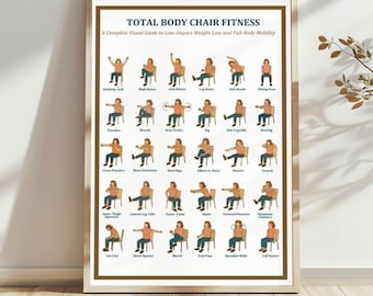 Chair Fitness Workout Poster: Low-Impact Seated Exercise Chart for Women Home Guide