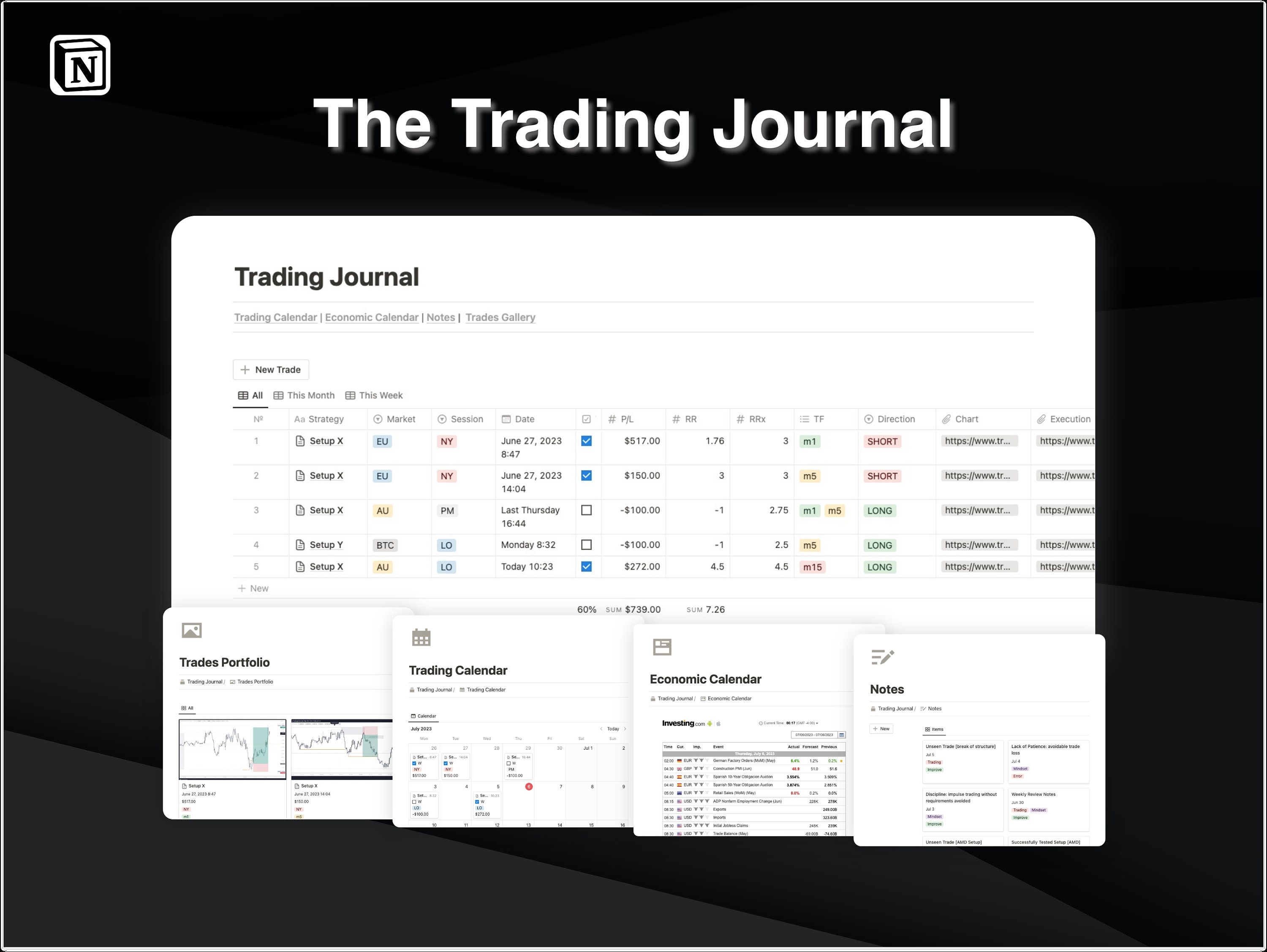 Trading Journal Notion Template | Better Alternative to Excel Spreadsheets  | Forex Crypto Futures Stocks Options - Etsy