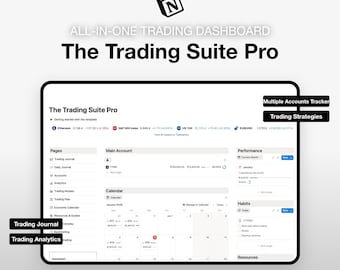 The Trading Suite Pro - Notion Trading Dashboard, Trade Log Template, Journal, Backtesting Tool, Digital Download