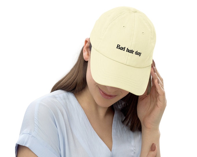 Pastel adjustable 100% chino cotton baseball cap, soft unstructered 6 panels hat, unique pre carved peak cap, 'bad hair day' dad hat
