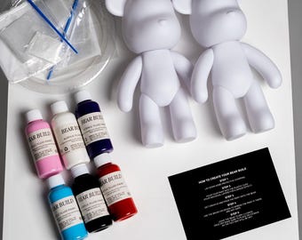 Twin Set BearBuild fluid Bear Art Creator Kit | Painting kit | Gift Set | Acrylic Pouring