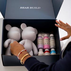Kit per la creazione artistica di orsi fluidi Twin Set BearBuild / Pittura fai da te di orsi fluidi / Attività per la casa