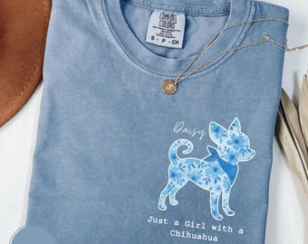 Camiseta floral con colores reconfortantes para chihuahua, regalo para amantes de los perros