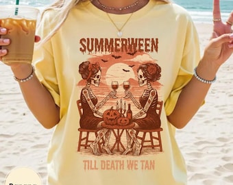 Summerween Shirt, Comfort Colors T-Shirt, Halloween Skeleton Tee, Spooky Season Shirt