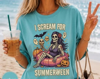 Camiseta Summerween, Camiseta Comfort Colors, Camiseta Terrifier Beach, Temporada espeluznante