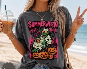 Summerween Shirt, Comfort Colors T-Shirt, Halloween Skeleton Tee, Spooky Season Shirt