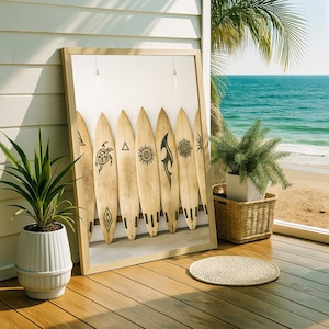 Surfboard Wall Art- Surfboard Beach Ocean - Coastal Wall Art - Minimalist Modern Art - Coastal Room Decor - Surf Wall Art - Surfing