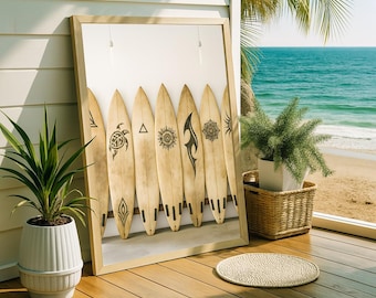 Surfboard Wall Art- Surfboard Beach Ocean - Coastal Wall Art - Minimalist Modern Art - Coastal Room Decor - Surf Wall Art - Surfing