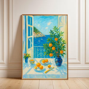 Henri Matisse Open Window Art Print - Coastal View Oranges Art Print - Colorful Mediterranean Wall Decor - Fauvism Painting Matisse Artwork