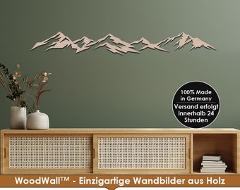 Berge Gebirge Bergsteiger Wandbild Wohnzimmer Schlafzimmer Deko - 3D Wanddeko Holz  Flur - Bild mit Halter Aufhängung Dekoration WoodWall
