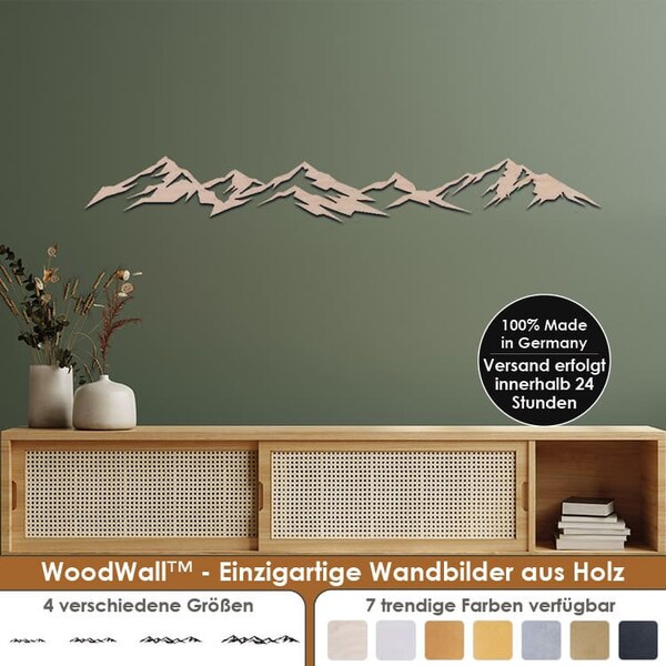 Berge Gebirge Bergsteiger Wandbild Wohnzimmer Schlafzimmer Deko - 3D Wanddeko Holz  Flur - Bild mit Halter Aufhängung Dekoration WoodWall