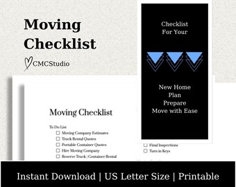 Moving Checklist, Moving Planner, Out of State Relocation, PCS, Move In Essentials, Printable PDF, Instant Download