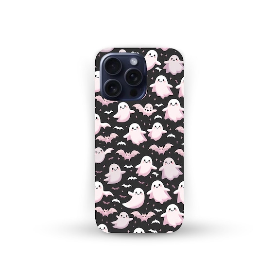 Cute Pink Ghosts Phone Case, Halloween Phone Cover, Ghost Design, Kawaii Ghosts Smartphone Case, Fun Fall Protective Cover, Gift for Mom