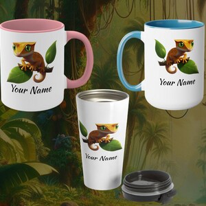 Personalized Crested Gecko&#39;s Perch Mug | Crested Gecko Mug | Custom Crested Gecko | Personalized Gecko Mug | Gecko Coffee Cup | 11oz & 15oz