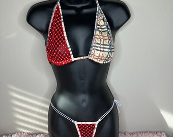 Plaid & red bikini