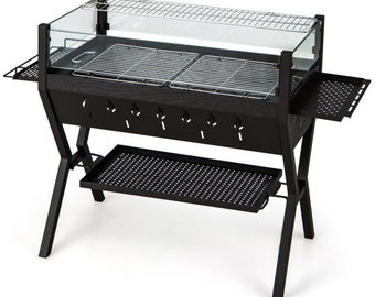 3-in-1 BBQ Grill - Windproof Barbecue Charcoal Grills and Seasoning Racks - Camping Grill