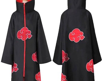 Akatsuki Itachi Uchiha Cosplay, Itachi Costume, Naruto Cosplay, Akatsuki Robe, Itachi Cloak , Gothic Coat ,Naruto Costume , Handmade Costume