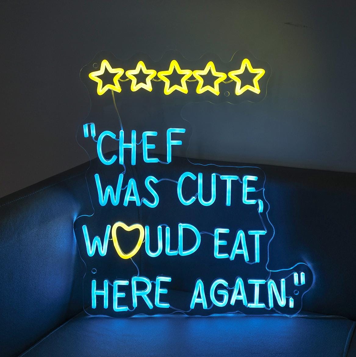 Chef Was Cute Would Eat Here Again Neon Sign, Kitchen Rating Sign,funny ...