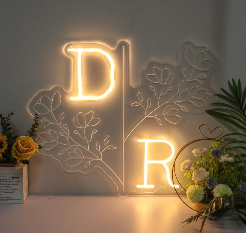 Monograms Led Custom Initial Wedding Neon Sign: Personalized Monogram LED Light - Etsy