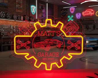 Enseigne néon LED personnalisée pour garage, cadeau pour mécanicien automobile, décoration homme des cavernes