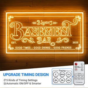 Custom Home Bar LED Neon Sign, Personalized Man Cave Decor