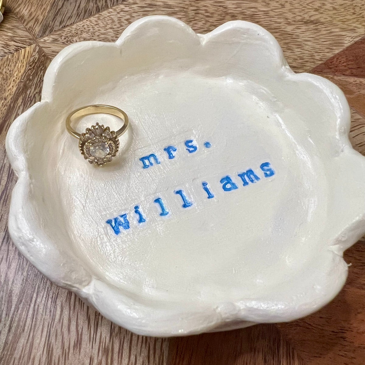 Handmade and Hand Painted Clay Engagement Bridal Ring Dish - Etsy