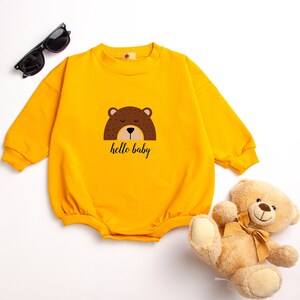 Hello baby - Oversized baby bubble swearshirt, baby romper, Long Sleeve kids, bodysuit