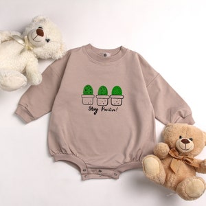 Stay positive Oversized baby bubble swearshirt, baby romper, Long Sleeve kids, bodysuit