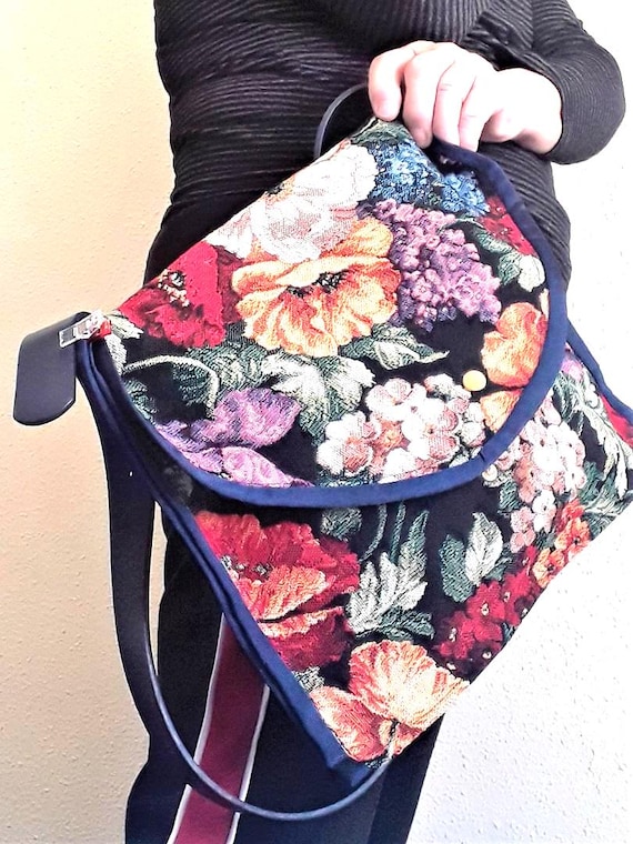 Vintage Floral Crossbody Bag with Retro Fabric and Leather Strap Elegant,  Practical, Perfect Gift for Her