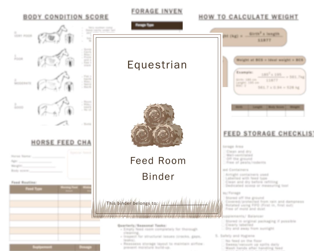 Equestrian Feed Binder | Horse Feeding Planner, Logs & Checklists for ...