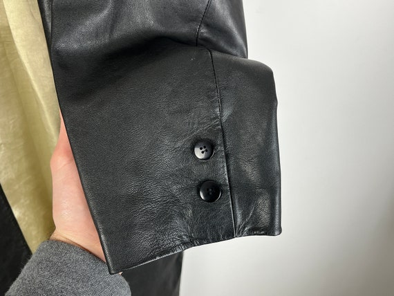 ESCADA Sport Black Leather Vintage Rare Coat Over… - image 7