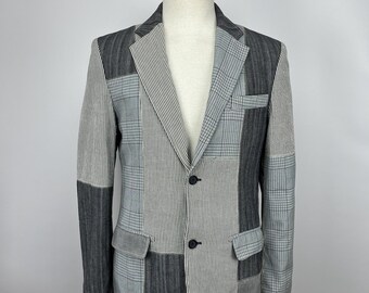 Marc Ecko Cut & Sew Patchwork Vintage Rare Classic Gray Cotton Blazer Men’s Size M