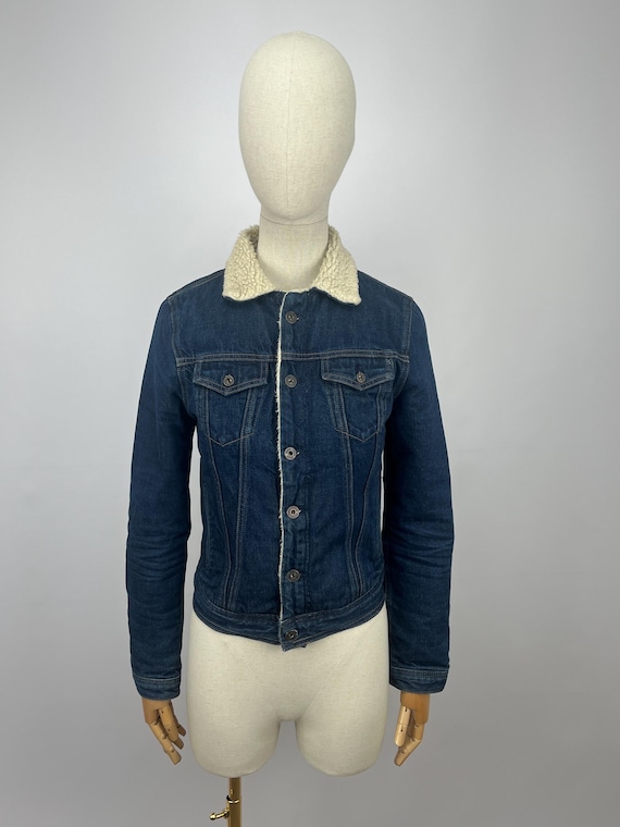 Pepe Jeans, Pepe Jeans London Vintage Rare Streetwear Blue Demim Sherpa Regular Fit Jacket Women’s Size S