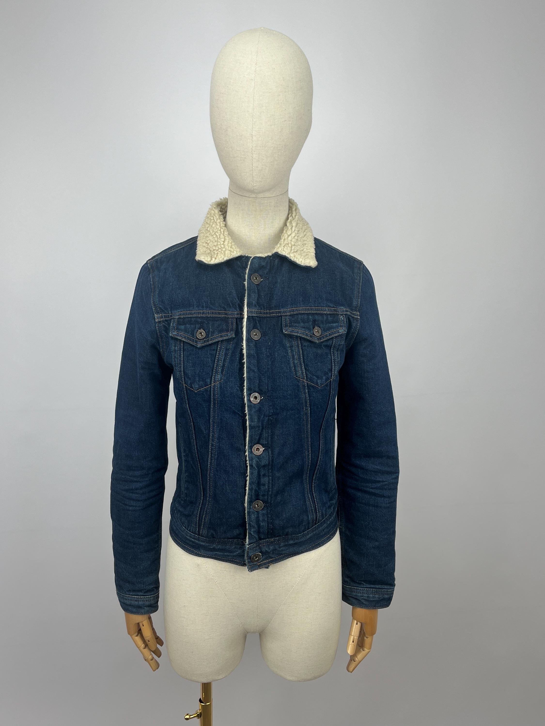 Pepe Jeans, Pepe Jeans London Vintage Rare Streetwear Blue Demim Sherpa Regular Fit Jacket Women’s Size S