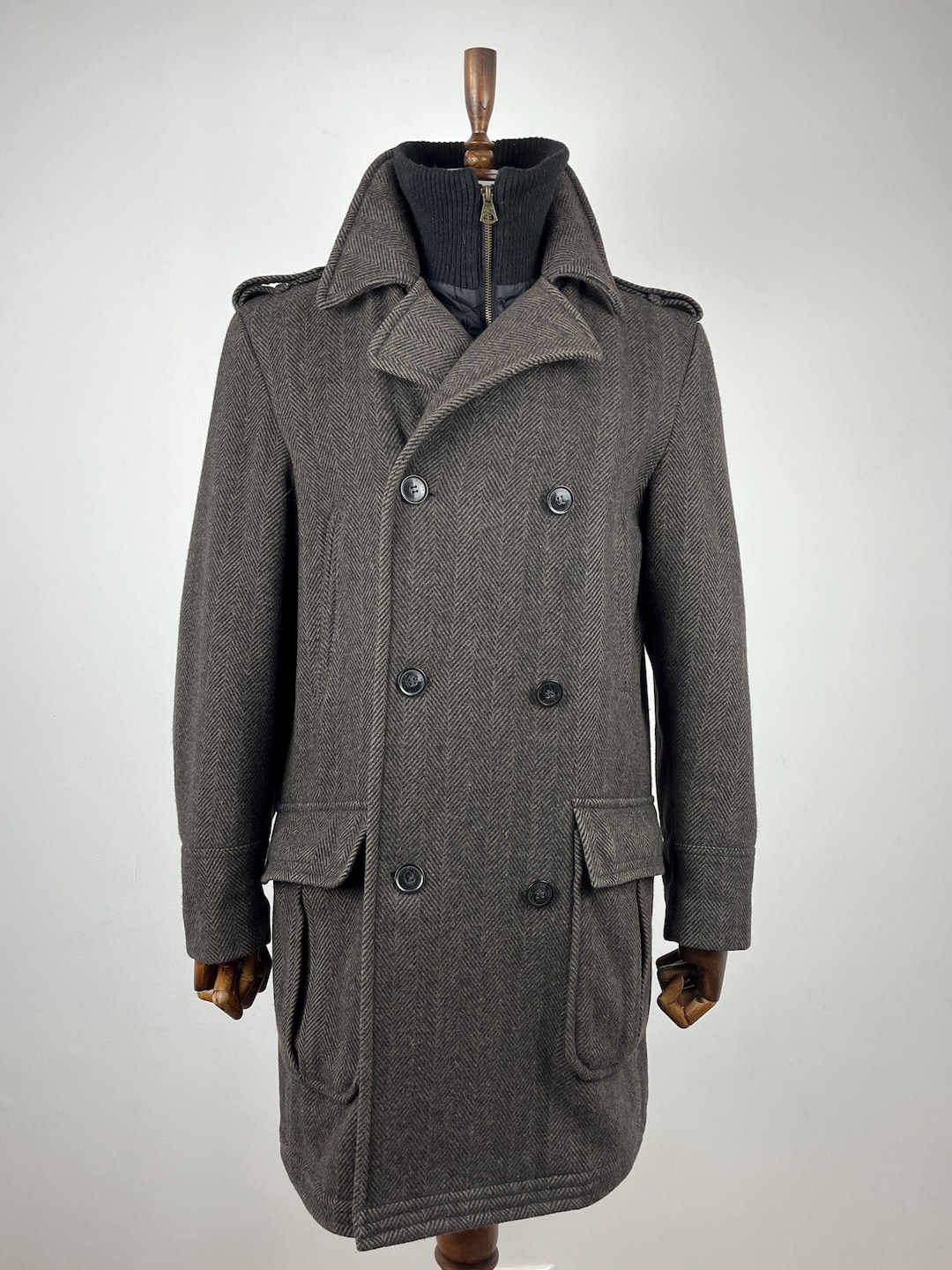 Rocha John Rocha Vintage Brown Coat of A Piece Jacket Men's