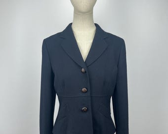 HOBBS London Made in England Vintage Rare Classic Wool Navy Blazer Women’s Size 14