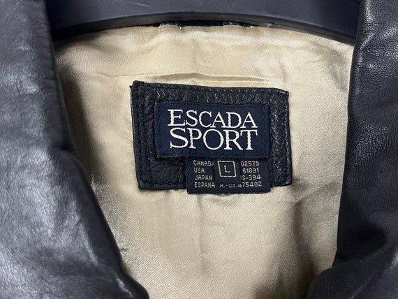 ESCADA Sport Black Leather Vintage Rare Coat Over… - image 8