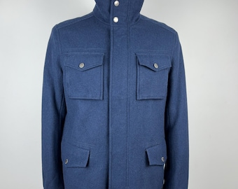 Chaqueta clásica azul de lana vintage Ben Sherman, abrigo corto para hombre, talla M