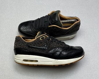 Rare Nike Air Max 1 FB Woven Black Leopard 2013 Shoes Men's US Size 7.5 25.5 cm