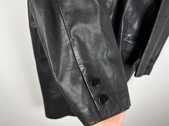 ESCADA Sport Black Leather Vintage Rare Coat Over… - image 5