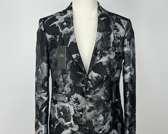 MOSS London Slim Fit Blazer aus Polyester mit seltenem Blumenmuster, Herrengröße UK Brustumfang 40 (EU 50), kurz